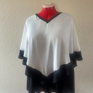 Catherines Black & White Cape Blouse with built in tank Women's Plus Size 2X